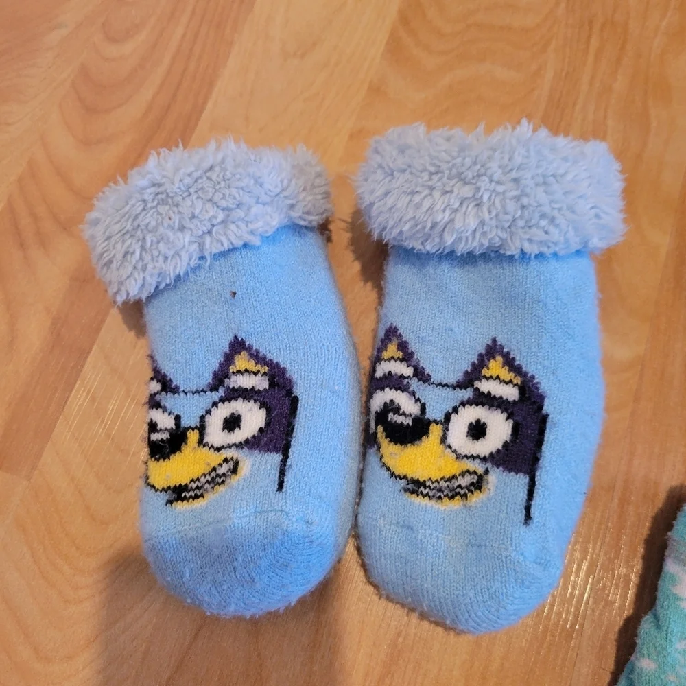 Baby Toddler Socks Bundle And Bluey Slipper Socks Size 12-36 Months